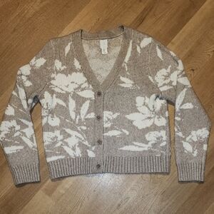 Joie Beige and White Floral Cardigan